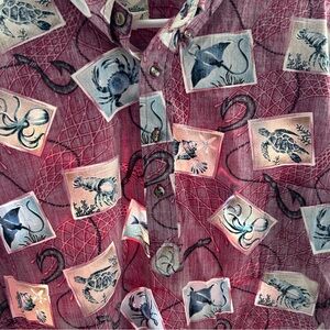 Hilo Hattie Burgundy Marine Life Shirt
